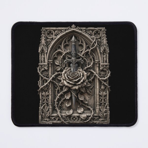 Item preview, Gothic Dagger Among Carved Roses — Stone Sculpture designed and sold by David Mateo ArtWorks.