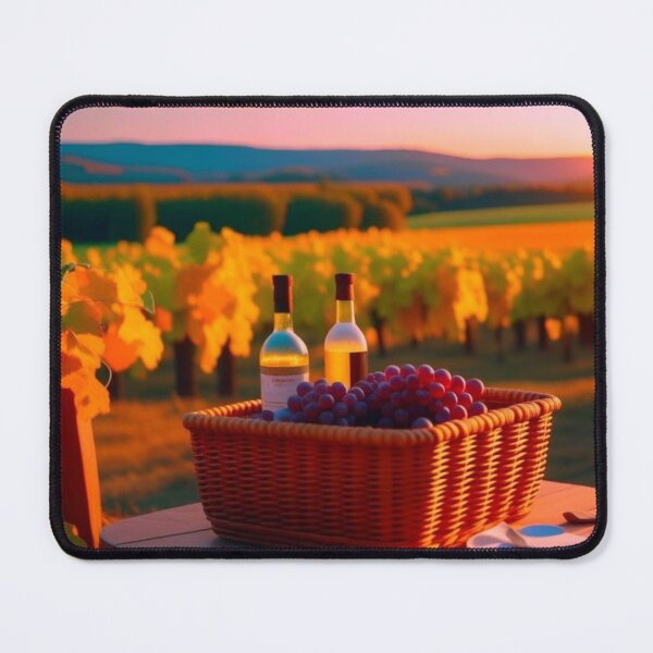 Item preview, Sunset Vineyard Picnic Wine Bottles and Grapes Painting designed and sold by UmSkelig834.