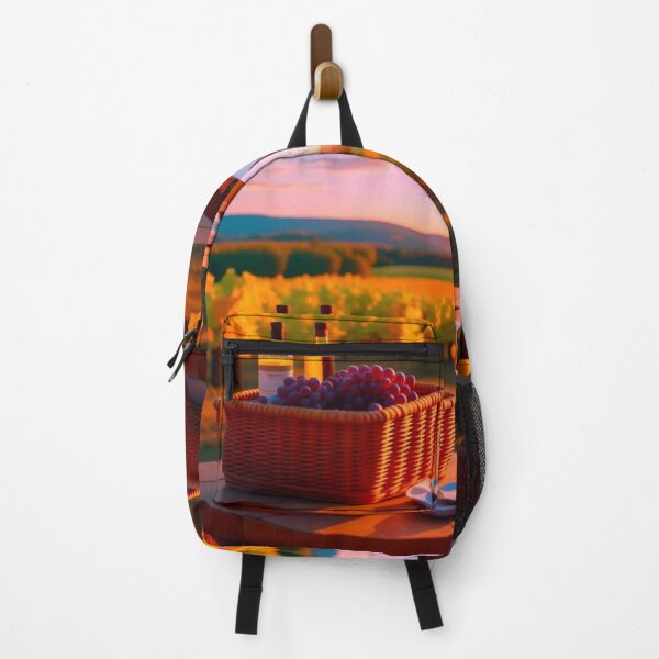 Item preview, Sunset Vineyard Picnic Wine Bottles and Grapes Painting designed and sold by UmSkelig834.