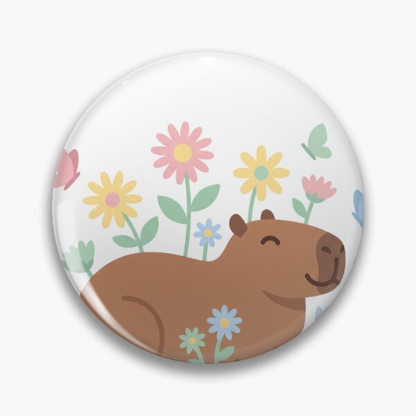Item preview, Capybara in Flower Field Cottagecore Butterfly designed and sold by kdonefive.