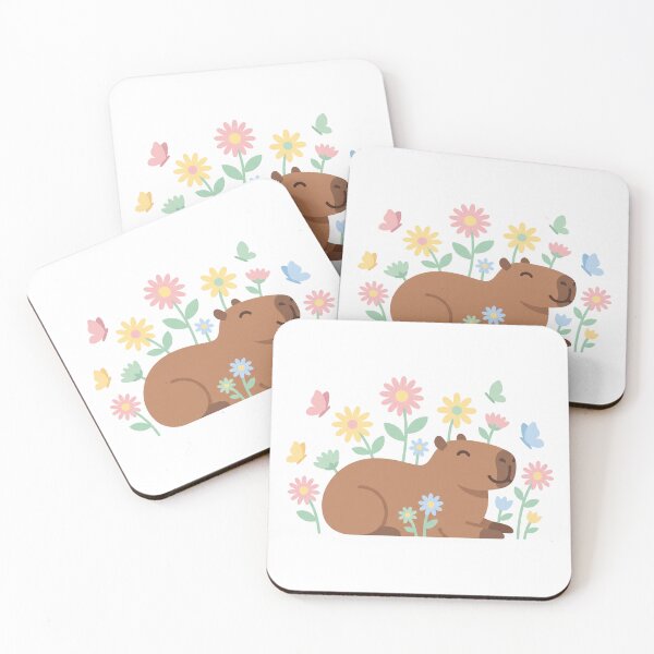 Item preview, Capybara in Flower Field Cottagecore Butterfly designed and sold by kdonefive.