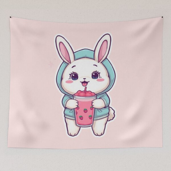 Item preview, Kawaii Bubble Tea Bunny | Cute Chibi Rabbit Sticker designed and sold by Stylestickers55.