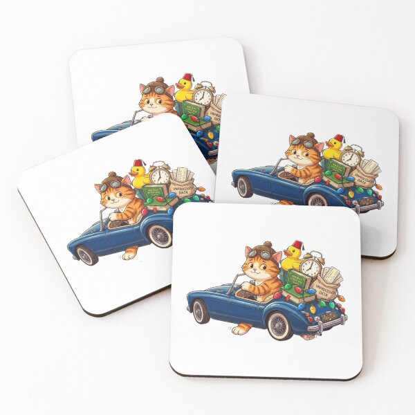 Item preview, Funny Cat Driving Retro Blue Car Cute Duck Cartoon designed and sold by Fatomfatom.