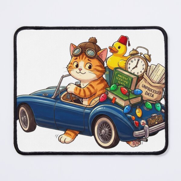 Item preview, Funny Cat Driving Retro Blue Car Cute Duck Cartoon designed and sold by Fatomfatom.