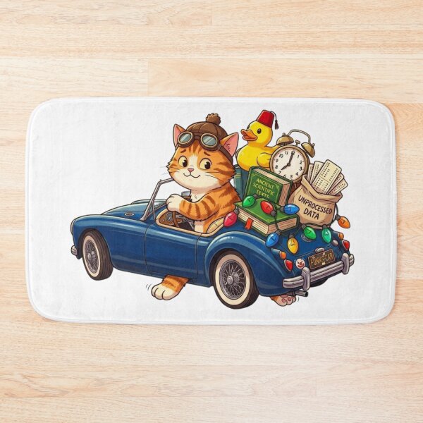Item preview, Funny Cat Driving Retro Blue Car Cute Duck Cartoon designed and sold by Fatomfatom.