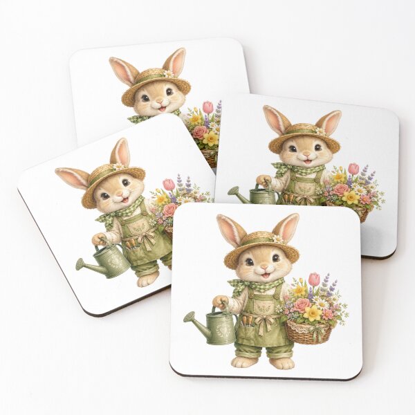 Item preview, Cute Bunny Gardener Animal Jobs Print – Watercolor Rabbit Garden Art, Cottagecore Sticker designed and sold by DonnaByPT.