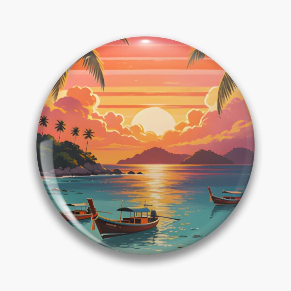 Item preview, Koh Lepe Thailand Retro Sunset Travel Poster – Andaman Sea Coastal Artwork designed and sold by Spirit of Siam.