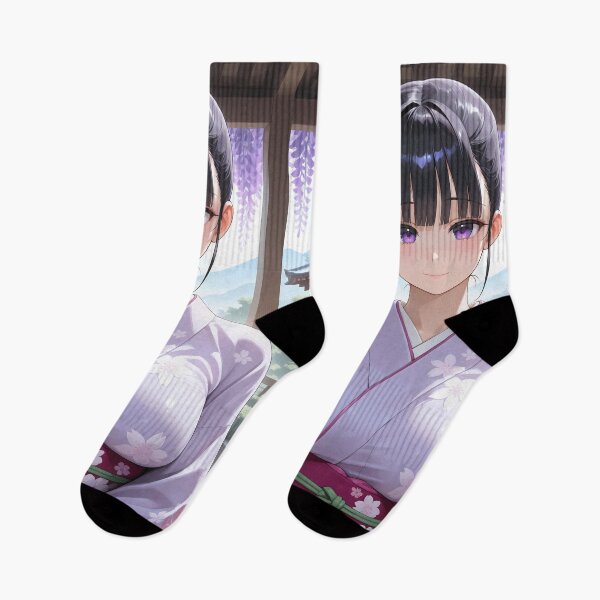 Item preview, Kanao Tsuyuri Demon Slayer Wisteria Kimono Close Up designed and sold by Williamhallano.