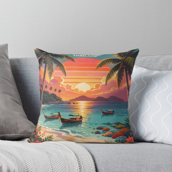 Item preview, Koh Lepe Thailand Retro Sunset Travel Poster – Andaman Sea Coastal Artwork designed and sold by Spirit of Siam.