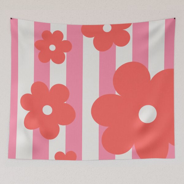 Item preview, Retro Pink Floral Pattern | Groovy Flower Stripe Design  designed and sold by StudiobyTara.
