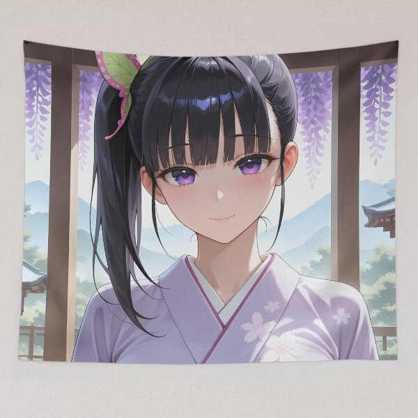 Item preview, Kanao Tsuyuri Demon Slayer Wisteria Kimono Close Up designed and sold by Williamhallano.