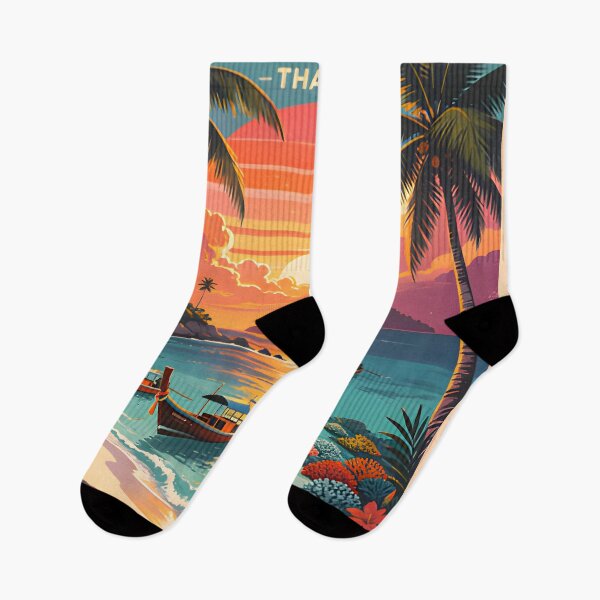Item preview, Koh Lepe Thailand Retro Sunset Travel Poster – Andaman Sea Coastal Artwork designed and sold by Spirit of Siam.