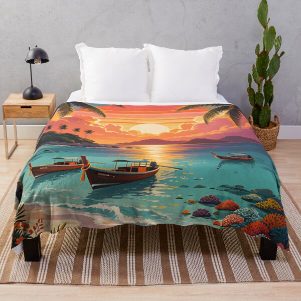 Item preview, Koh Lepe Thailand Retro Sunset Travel Poster – Andaman Sea Coastal Artwork designed and sold by Spirit of Siam.