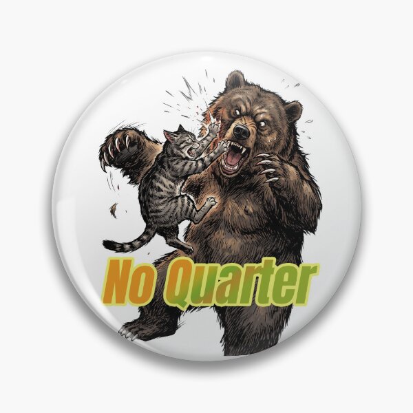 Item preview, No Quarter - Brave Cat Fighting Giant Bear Comic Art designed and sold by LOVEARTDESIGN.