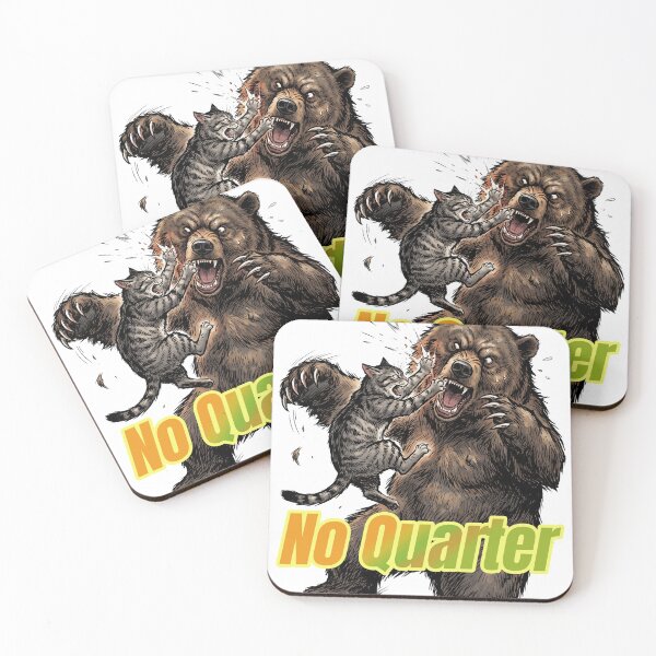 Item preview, No Quarter - Brave Cat Fighting Giant Bear Comic Art designed and sold by LOVEARTDESIGN.