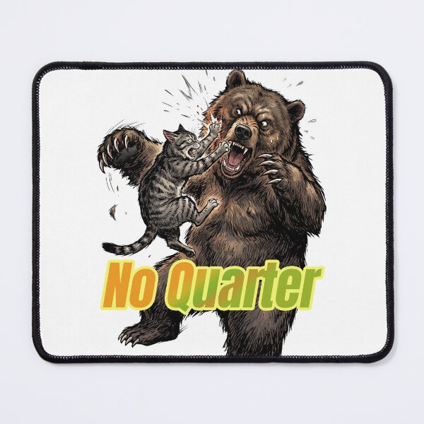 Item preview, No Quarter - Brave Cat Fighting Giant Bear Comic Art designed and sold by LOVEARTDESIGN.