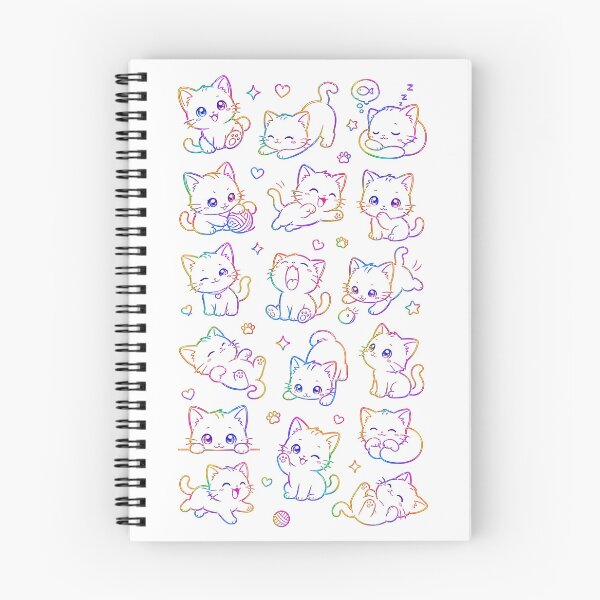 Item preview, Rainbow Kitten Line Art | Holographic Chibi Cat Design designed and sold by The Pet Lover Collection .