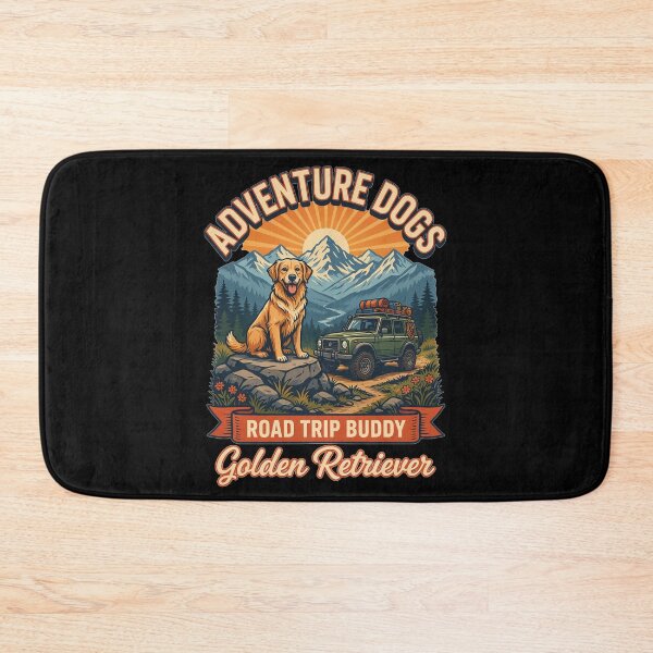Item preview, Adventure Dogs – Road Trip Buddy | Golden Retriever Vintage Off-Road Camping designed and sold by No Excuses Supply.