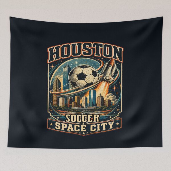 Item preview, Houston Space City Soccer Retro Travel Shirt | Texas Skyline Vintage Football Fan Design | Match Day Travel Poster designed and sold by Globalcitytees.