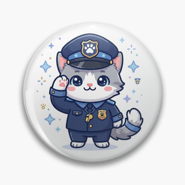 Item preview, Cute Kawaii Police Cat Officer Saluting designed and sold by  Cat Lady.