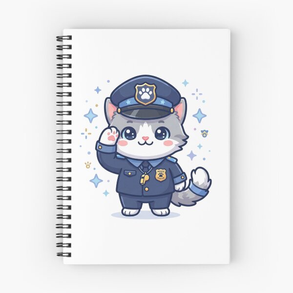 Item preview, Cute Kawaii Police Cat Officer Saluting designed and sold by  Cat Lady.