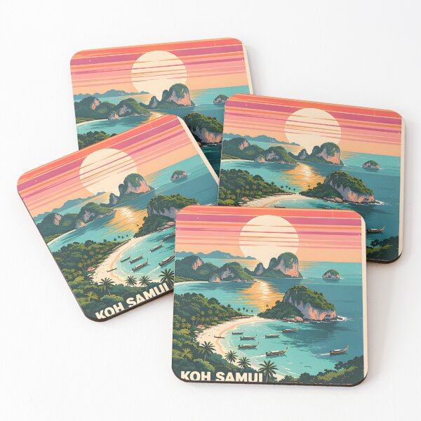 Item preview, Retro Tropical Sunset Art Print - Koh Samui designed and sold by Spirit of Siam.