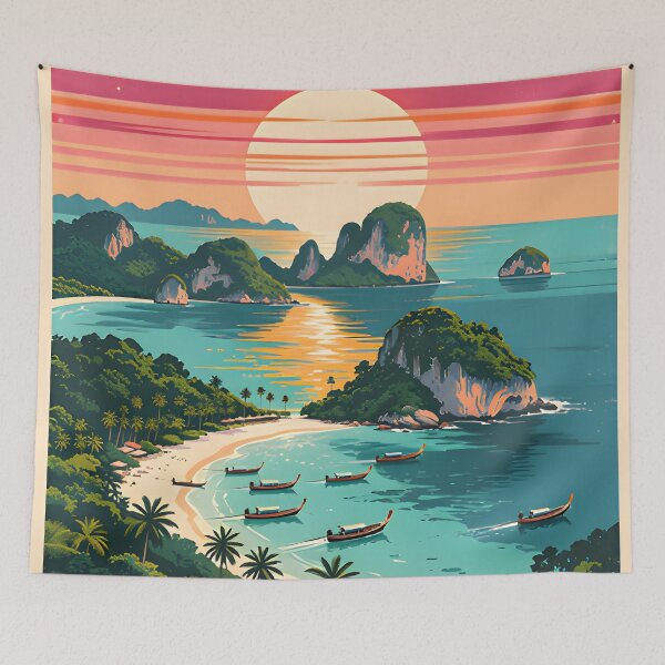 Item preview, Retro Tropical Sunset Art Print - Koh Samui designed and sold by Spirit of Siam.