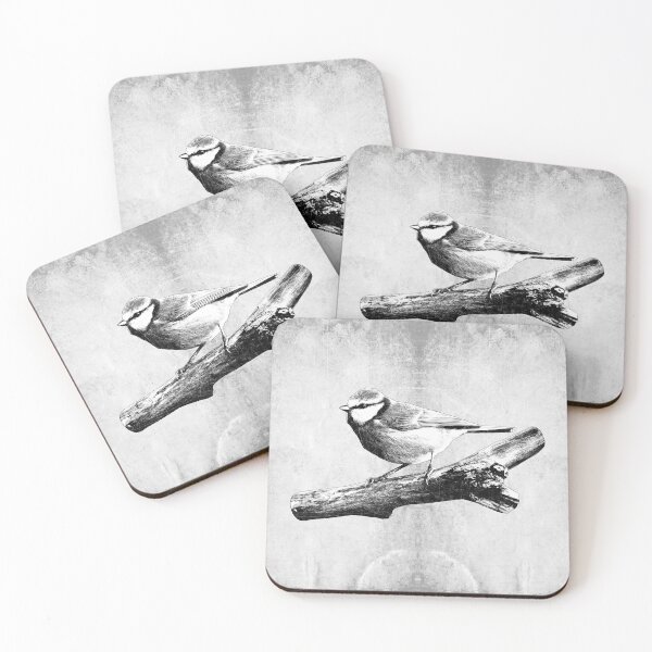 Item preview, Eurasian Blue Tit Solo Portrait Dark Nature Branch Art designed and sold by Ghoul Enterprises.