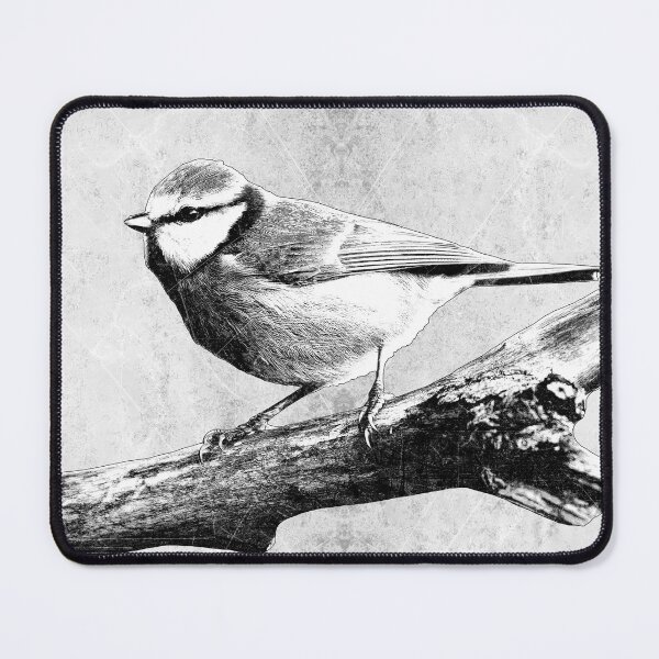 Item preview, Eurasian Blue Tit Solo Portrait Dark Nature Branch Art designed and sold by Ghoul Enterprises.