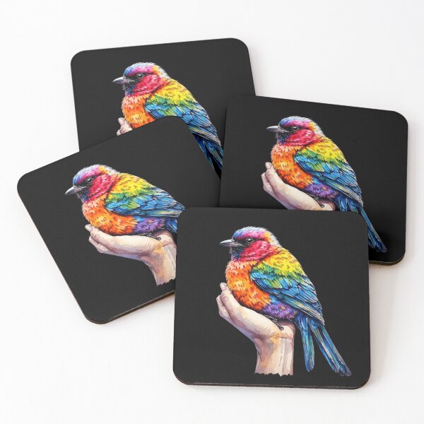 Item preview, Beautiful Rainbow Bird Saved in Hand Colorful Watercolor designed and sold by AurossaDesign.