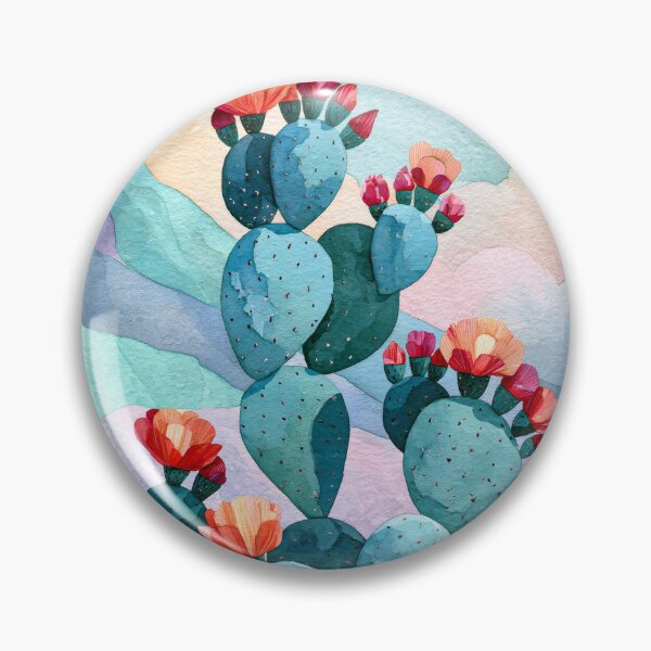 Item preview, Blooming Cactus Watercolor Southwestern Desert Landscape designed and sold by MargaretWiktor.