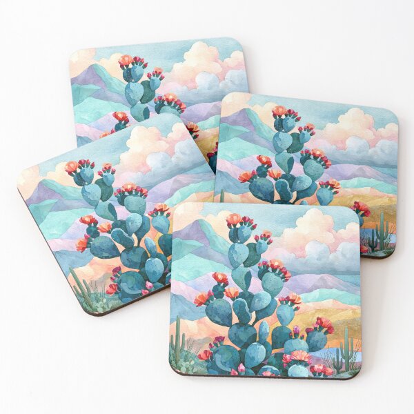 Item preview, Blooming Cactus Watercolor Southwestern Desert Landscape designed and sold by MargaretWiktor.
