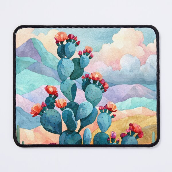 Item preview, Blooming Cactus Watercolor Southwestern Desert Landscape designed and sold by MargaretWiktor.