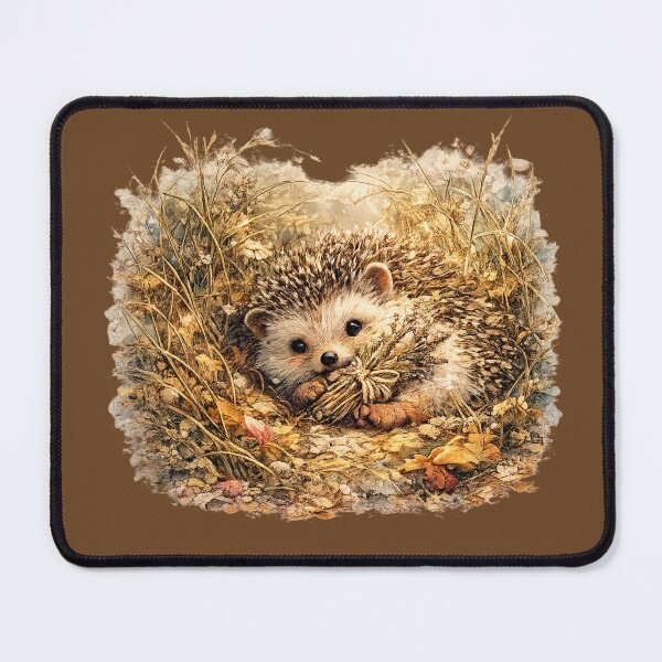 Item preview, Autumn Hedgehog with Wild Herbs Watercolor Cottagecore Woodland Illustration designed and sold by MagicMakerPh⭐⭐⭐⭐⭐.
