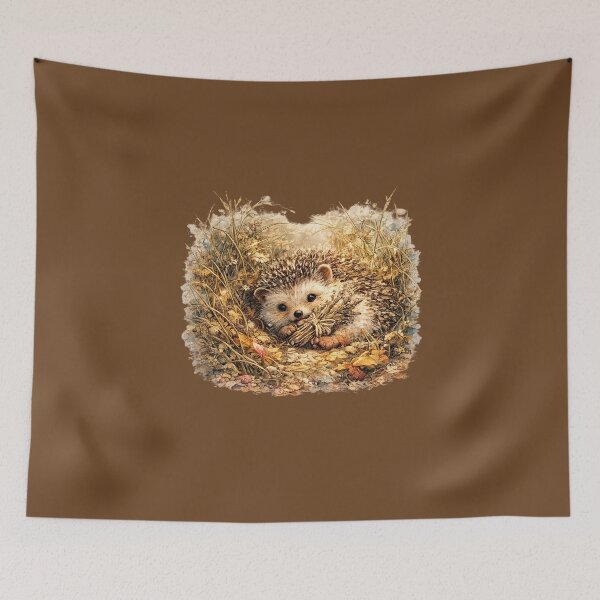 Item preview, Autumn Hedgehog with Wild Herbs Watercolor Cottagecore Woodland Illustration designed and sold by MagicMakerPh⭐⭐⭐⭐⭐.