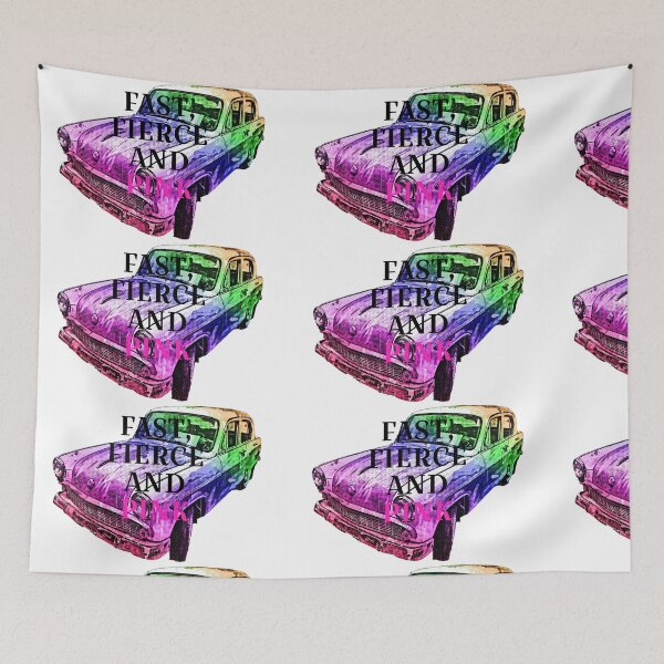 Item preview, Colourful car ,fast ,fierce and pink on white background  designed and sold by wallartofmio.