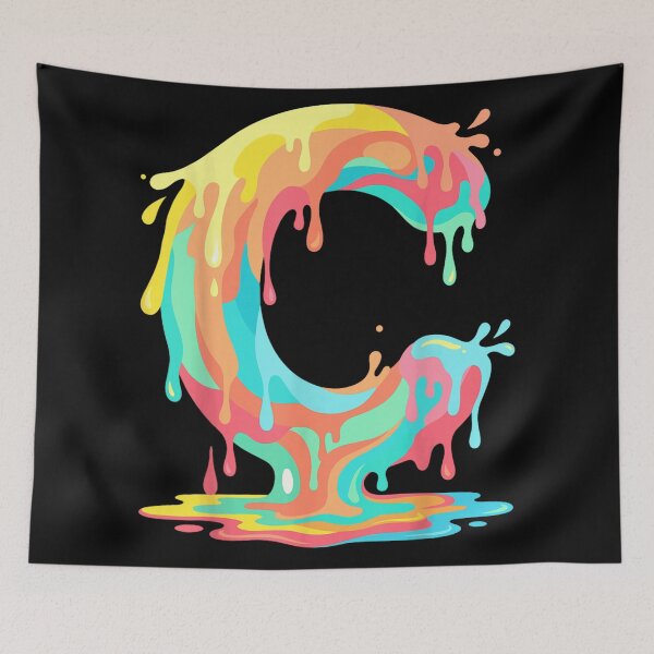 Item preview, Colorful Dripping Letter C Alphabet Monogram Retro Liquid Paint Splatter Art designed and sold by PhocoNibict.