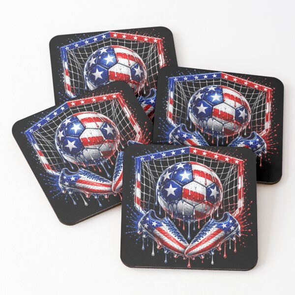 Item preview, USA Soccer Ball American Flag Football Cleats Dripping Paint Sports Graphic designed and sold by PhocoNibict.