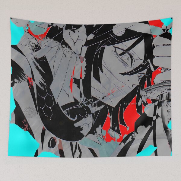 Item preview, Obanai Iguro Demon Slayer Monochrome Crimson Closeup designed and sold by B5fivemerch.