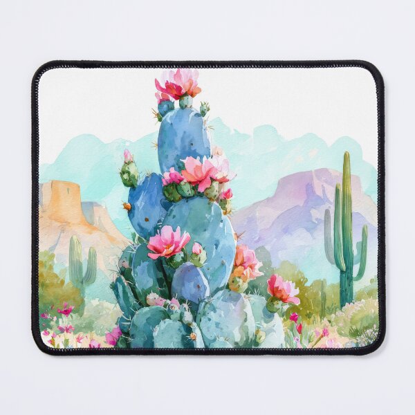 Item preview, Watercolor Blooming Cactus Southwestern Desert Landscape designed and sold by MargaretWiktor.