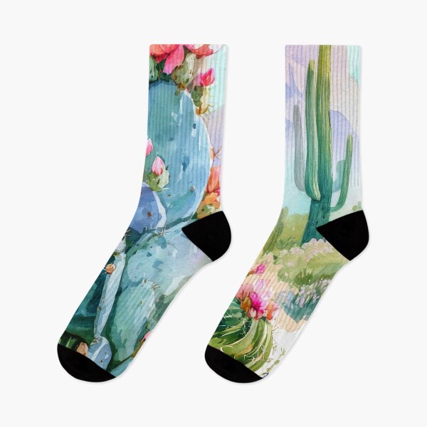 Item preview, Watercolor Blooming Cactus Southwestern Desert Landscape designed and sold by MargaretWiktor.