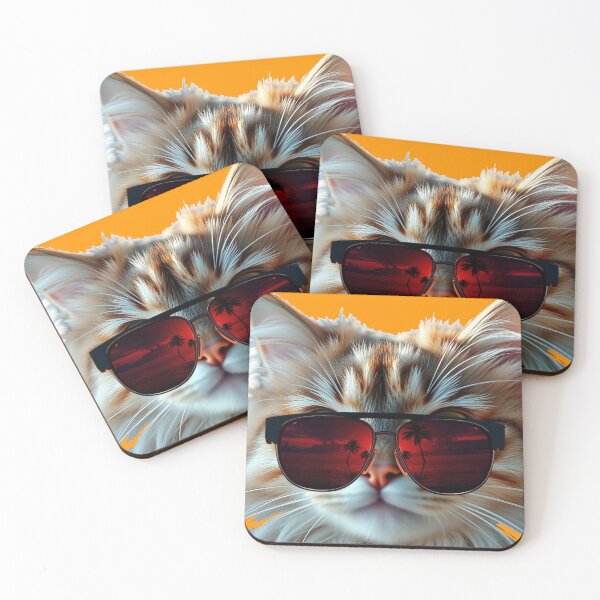 Item preview, Cool Tabby Cat Sunglasses Tropical Red Sunset Beach Vacation  designed and sold by hoodiehood.