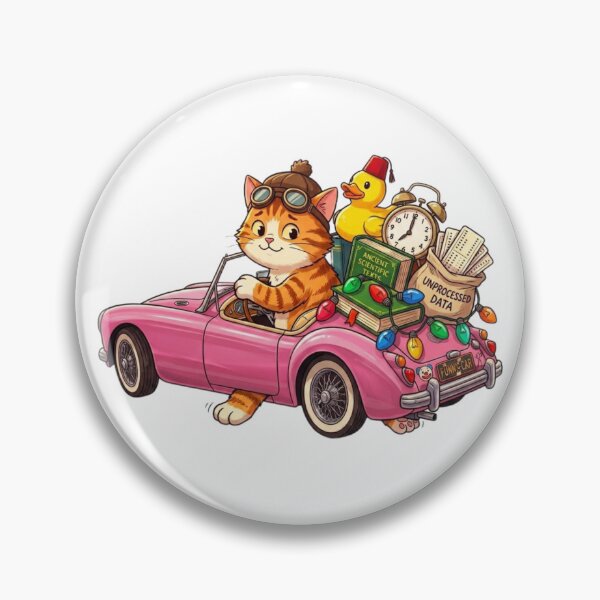 Item preview, Funny Cat Driving Retro Pink Car Cute Duck Cartoon designed and sold by Fatomfatom.