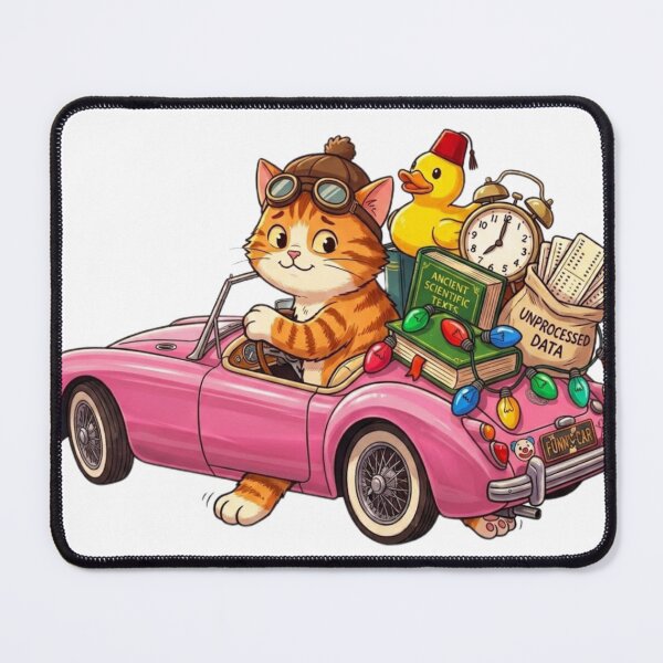 Item preview, Funny Cat Driving Retro Pink Car Cute Duck Cartoon designed and sold by Fatomfatom.