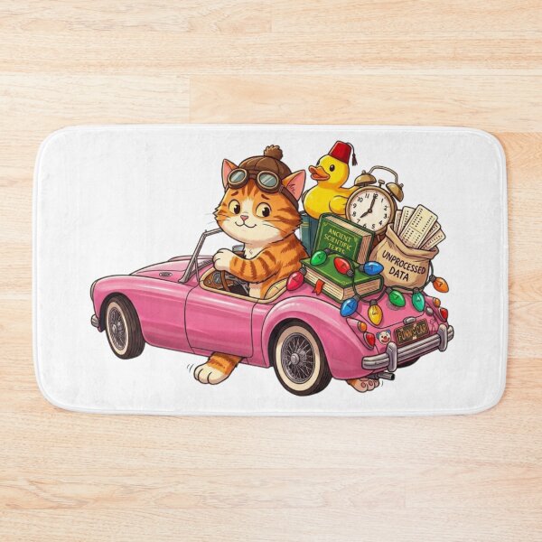 Item preview, Funny Cat Driving Retro Pink Car Cute Duck Cartoon designed and sold by Fatomfatom.