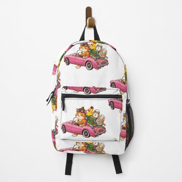 Item preview, Funny Cat Driving Retro Pink Car Cute Duck Cartoon designed and sold by Fatomfatom.