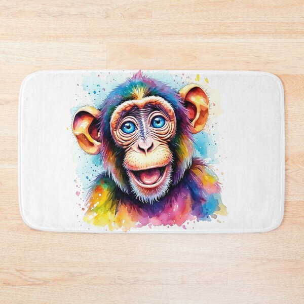 Item preview, Funny Monkey with Blue Eyes Colorful Watercolor designed and sold by AurossaDesign.