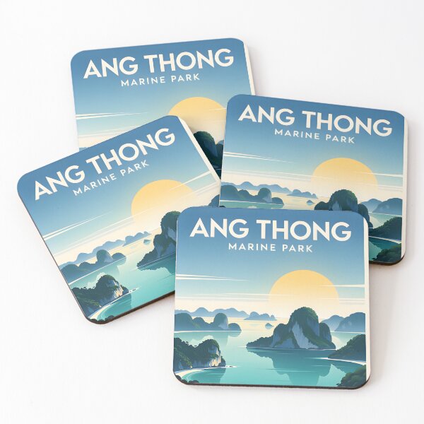 Item preview, Ang Thong Marine Park Thailand Retro Sunset Travel Poster | Vintage Tropical Island Wall Art designed and sold by Spirit of Siam.
