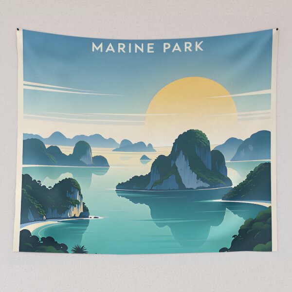 Item preview, Ang Thong Marine Park Thailand Retro Sunset Travel Poster | Vintage Tropical Island Wall Art designed and sold by Spirit of Siam.