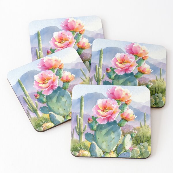 Item preview, Watercolor Blooming Cactus Southwestern Desert Landscape designed and sold by MargaretWiktor.